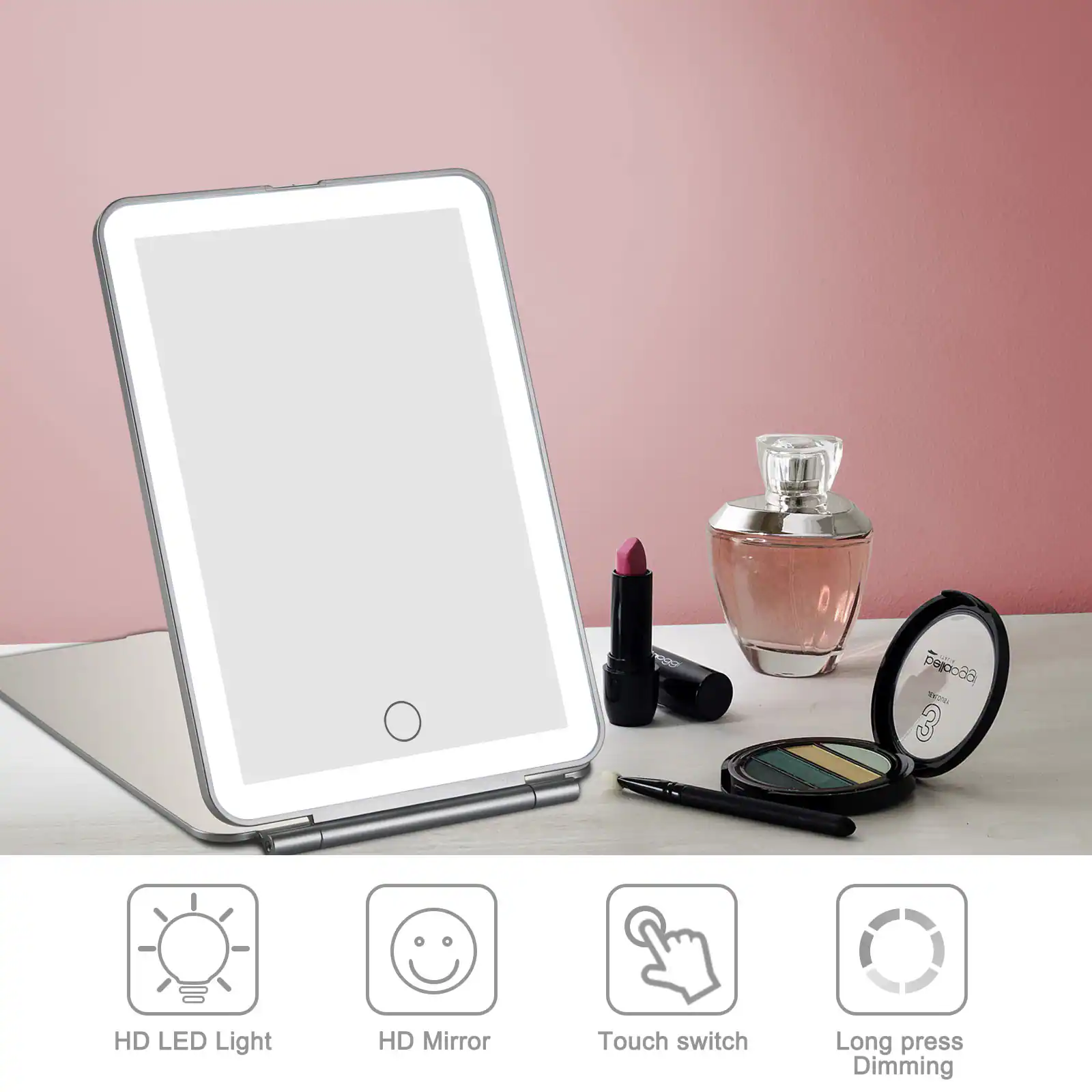 HD LED Light, HD Mirror, Touch switch, Long press Dimming