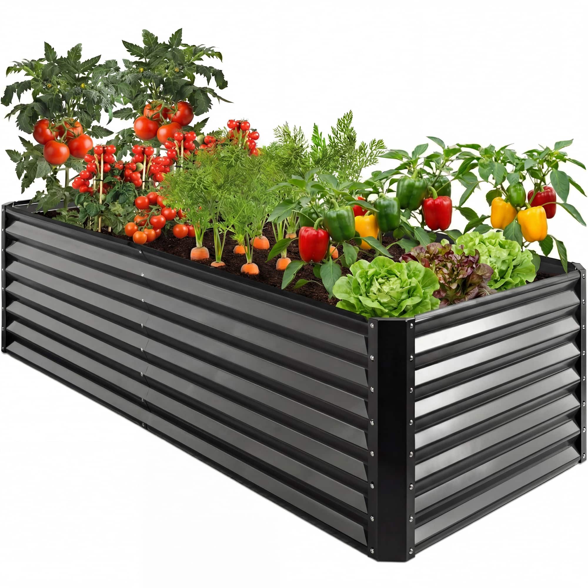 Best Choice Products - 8x4x2ft Outdoor Metal Raised Garden Bed for Vegetables Flowers Herbs - Dark Gray