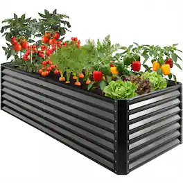 Best Choice Products - 8x4x2ft Outdoor Metal Raised Garden Bed for Vegetables Flowers Herbs - Dark Gray