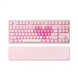 Cedar Assembly - B87 Wireless Mechanical Qmkvia Tkl Layout Btusb-c Hot Swap Gasket Mount Rgb Backlit Gaming With Wrist Rest - Pink-Cocoa Cream V2