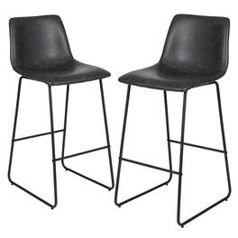 Alamont Home - 30 Inch Commercial Grade LeatherSoft Bar Height Barstools, Set of 2 - Gray