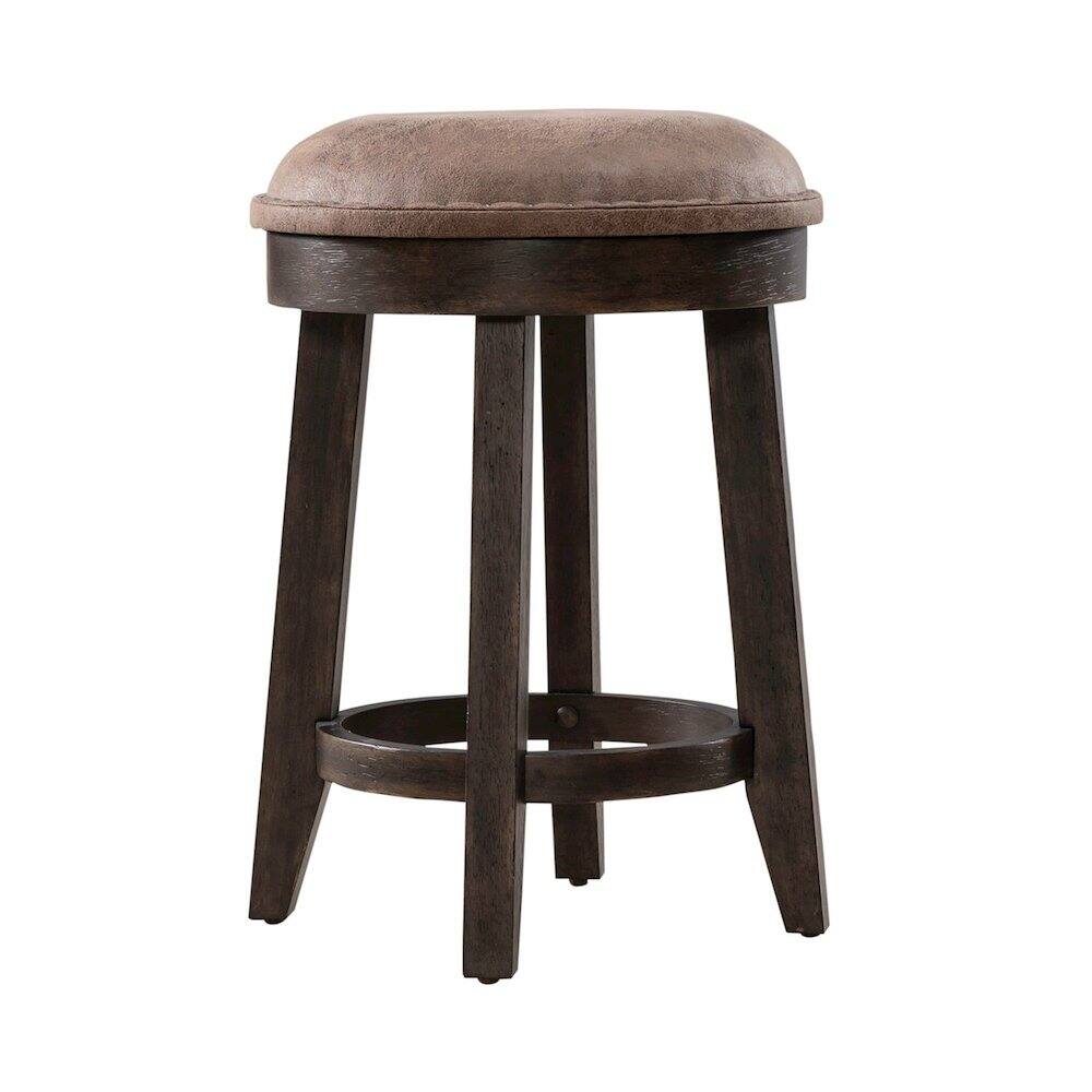 Left. Liberty Furniture Industries - Paradise Valley Upholstered Console Stool 25" Height - Saddle Brown Oak Wood - Saddle Brown.