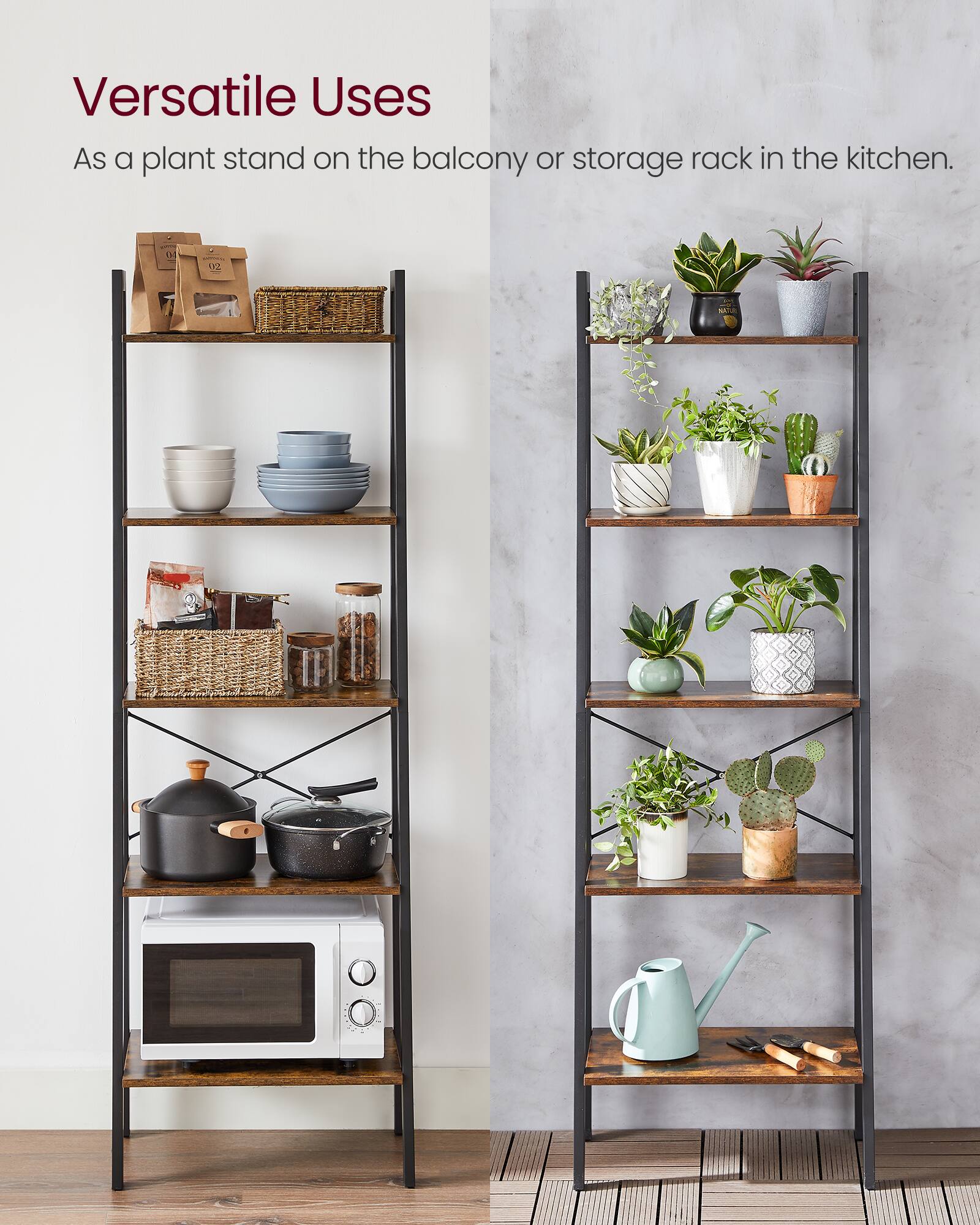 Versatile Uses  
As a plant stand on the balcony or storage rack in the kitchen.