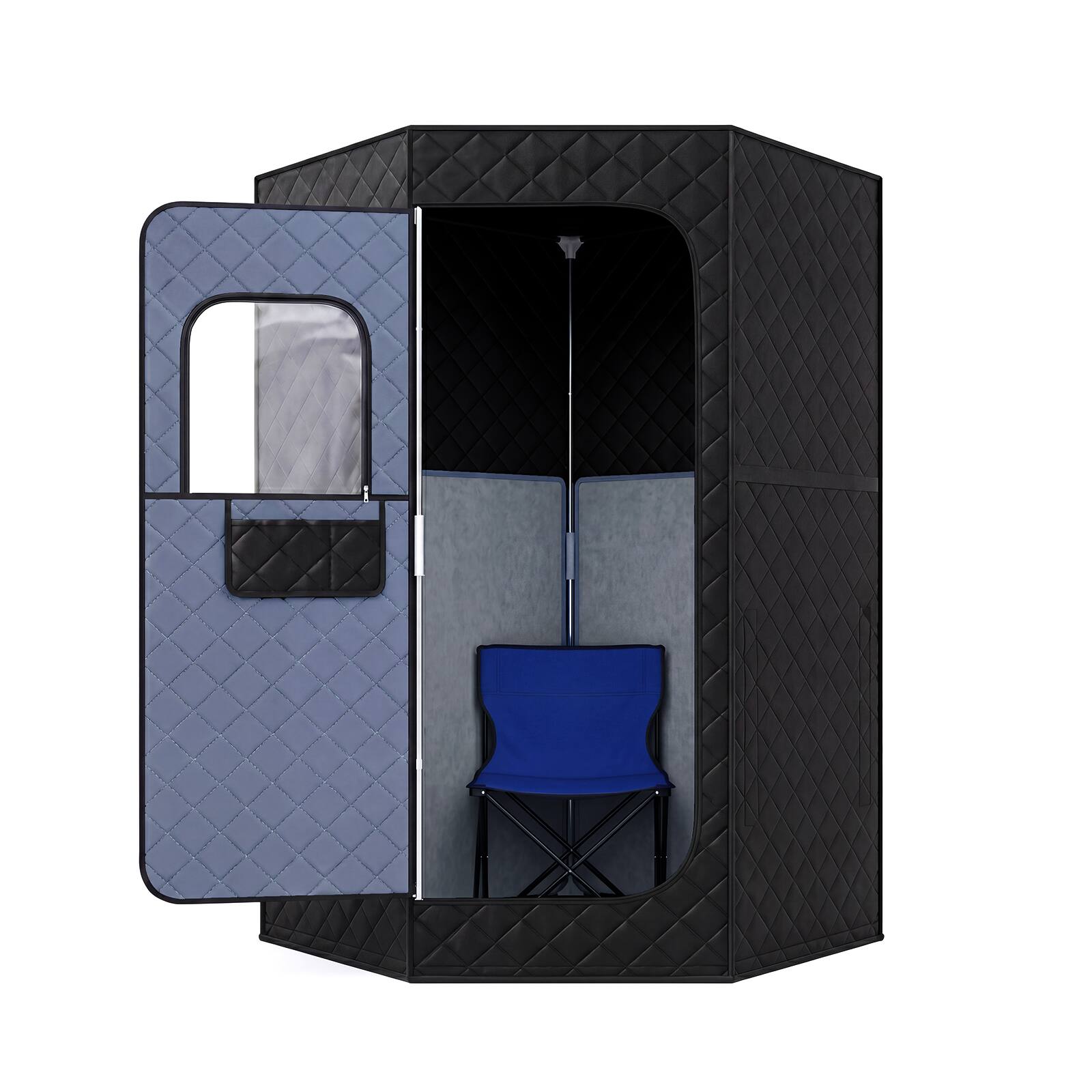 Front. Costway - Costway Portable Sauna Box for Home, Full Body Sauna Tent with Heated Foot Pad - Black.