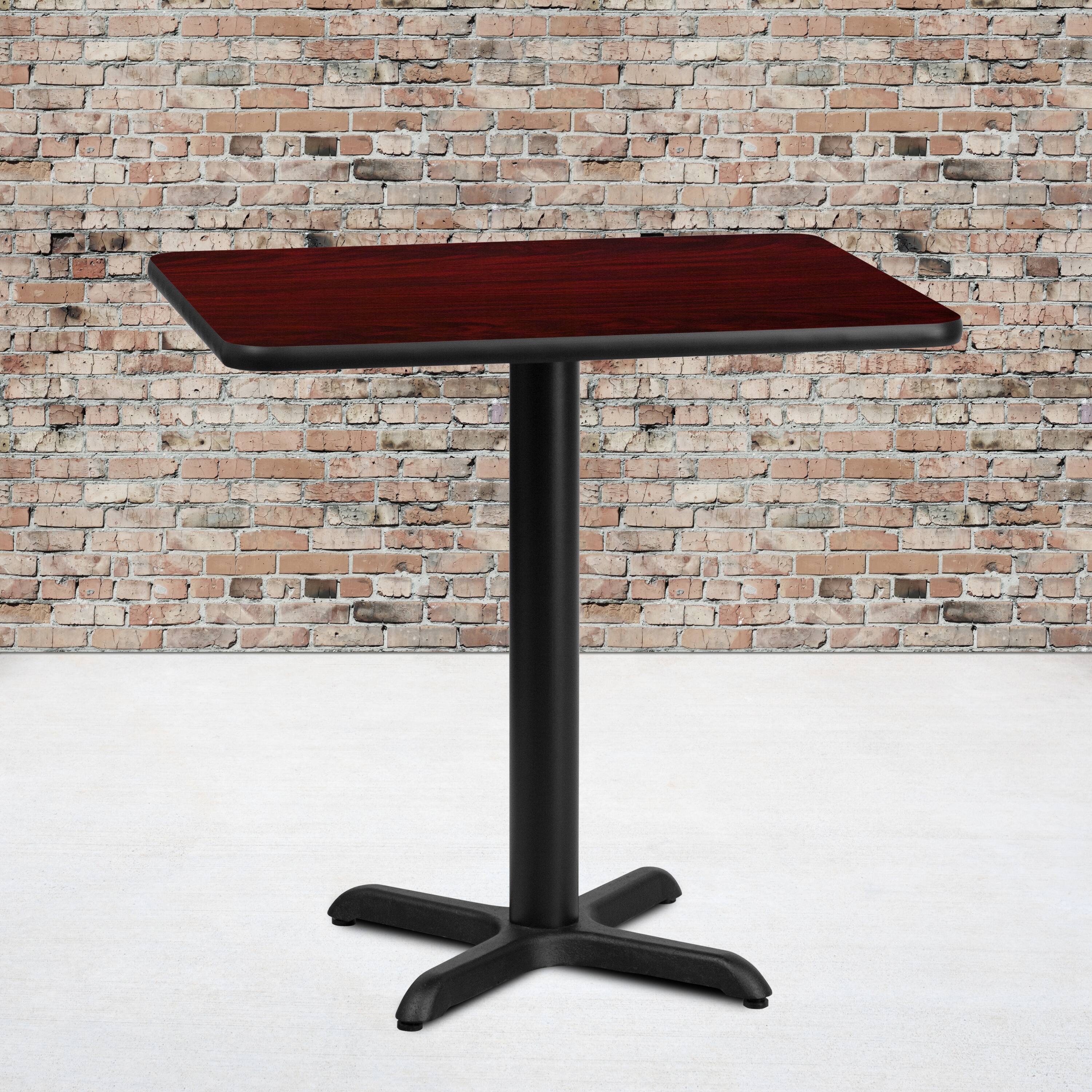 Alt View 1. Emma + Oliver - 24"x30" Rectangular Laminate Table with 22"x22" Table Height Base - Mahogany.