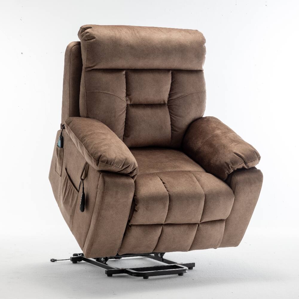 Alt View 2. Loheer - Loheer Power Lift Recliner Electric Reclining Chair Massage Heat - Brown.