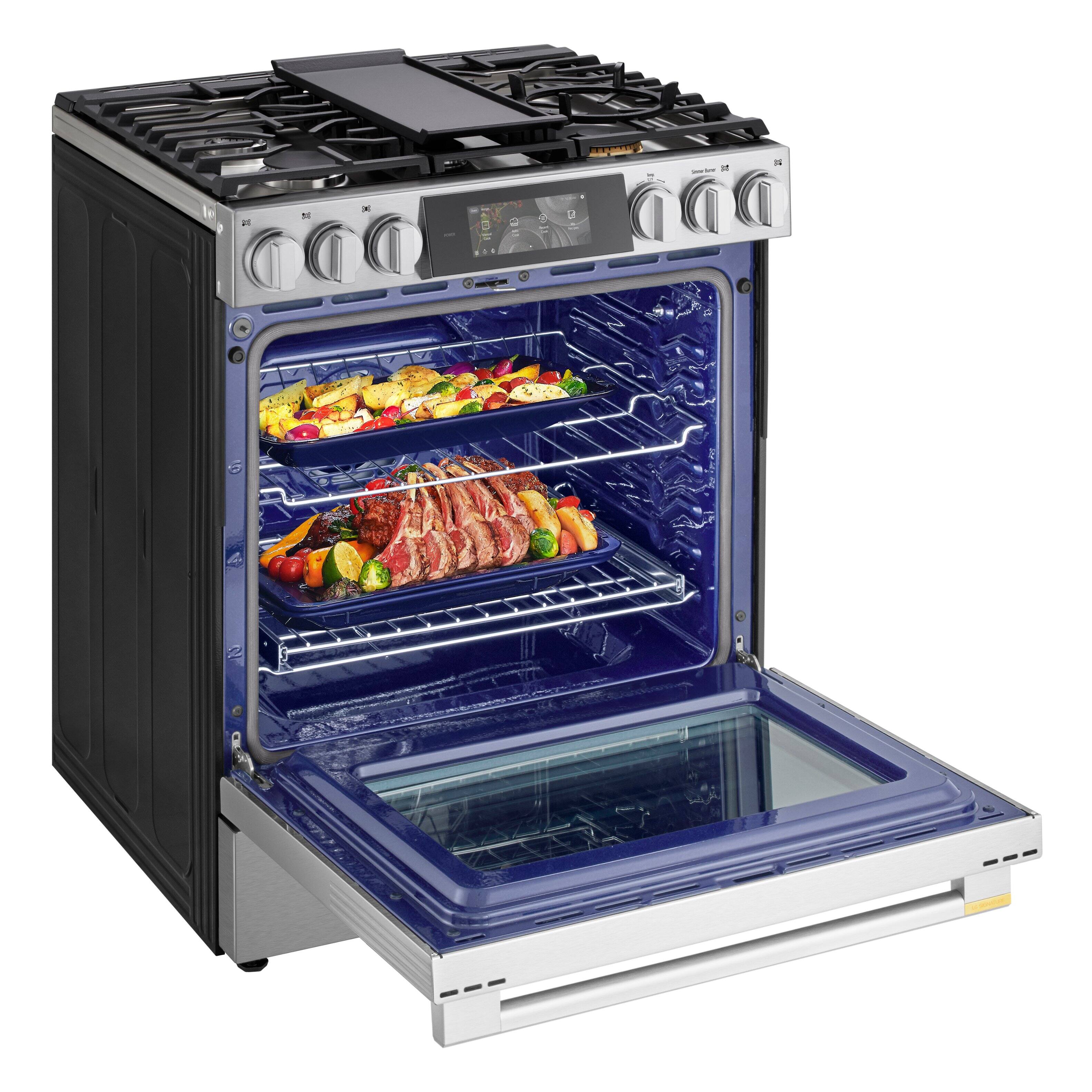 Alt View 11. LG - SIGNATURE 6.3 Cu. Ft. Slide-In Gas True Convection Range with EasyClean, Color LCD Display and Smart AI Gourmet Camera - PrintProof Stainless Steel.
