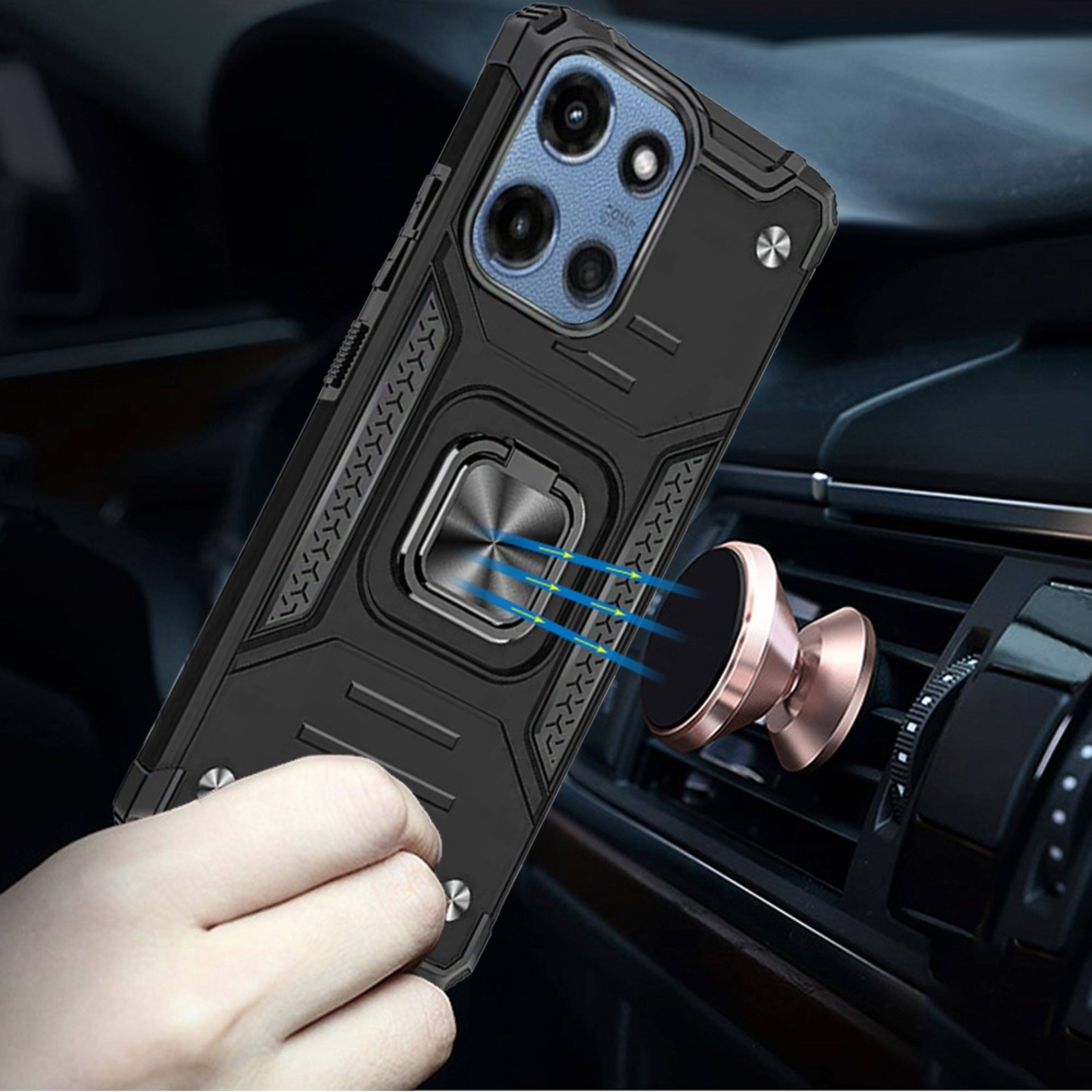 Angle. Kitcheniva - Pull-Out Kickstand Case With Tempered Glass For Moto G 2025/2026/G Play 2026 Black - Black.