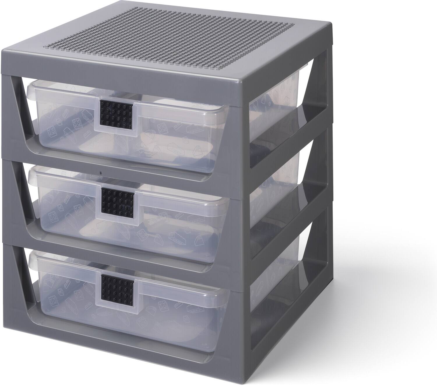Alt View 2. Room Copenhagen - LEGO 3-Drawer Storage Rack System, Grey   - Collectibles - Multicolor.