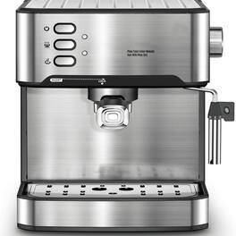 Plum Chef - 20 Bar Espresso Machine Semi-Automatic Coffee Maker with Milk Frother 1.5L - Silver