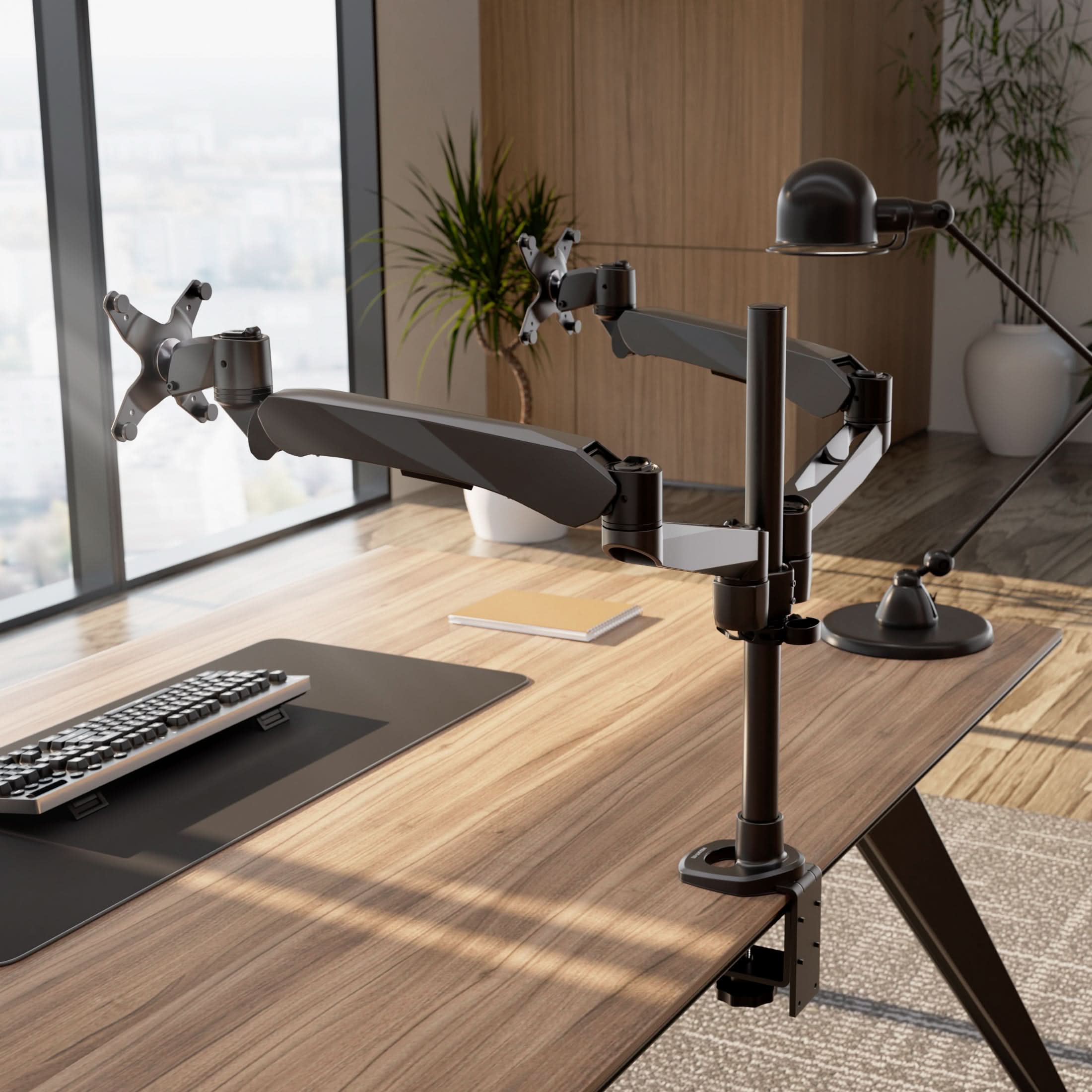 Alt View 5. Mount-It! - CLiX Series Extra Tall Articulating Single Monitor Desk Mount – Full Motion Arm for 13"-32" Screens, Black - Black.