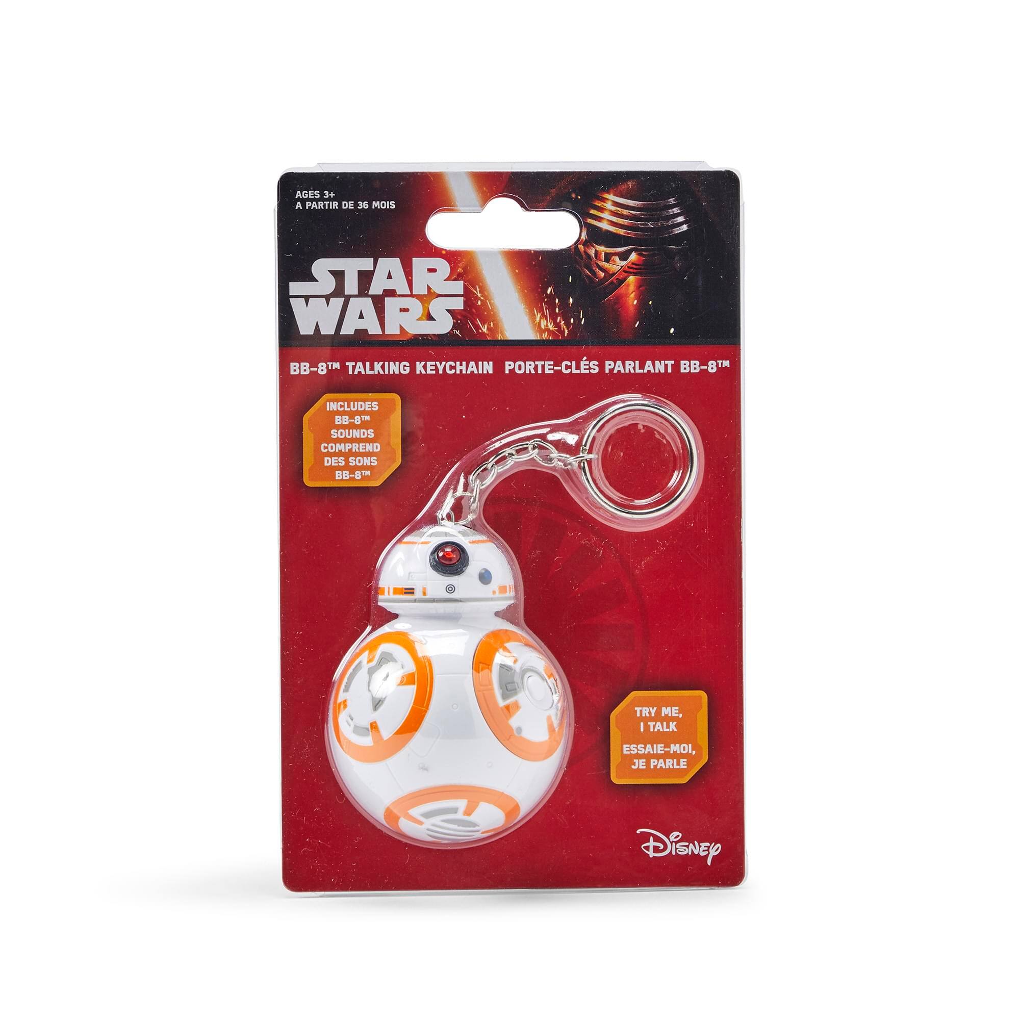 AGES 3+ A PARTIR DE 36 MOIS  
STAR WARS  
BB-8™ TALKING KEYCHAIN PORTE-CLS PARLANT BB-8™  
INCLUDES BB-8™ SOUNDS COMPREND DES SONS BB-8™  
TRY ME, I TALK ESSAIE-MOI, JE PARLE  
Disney