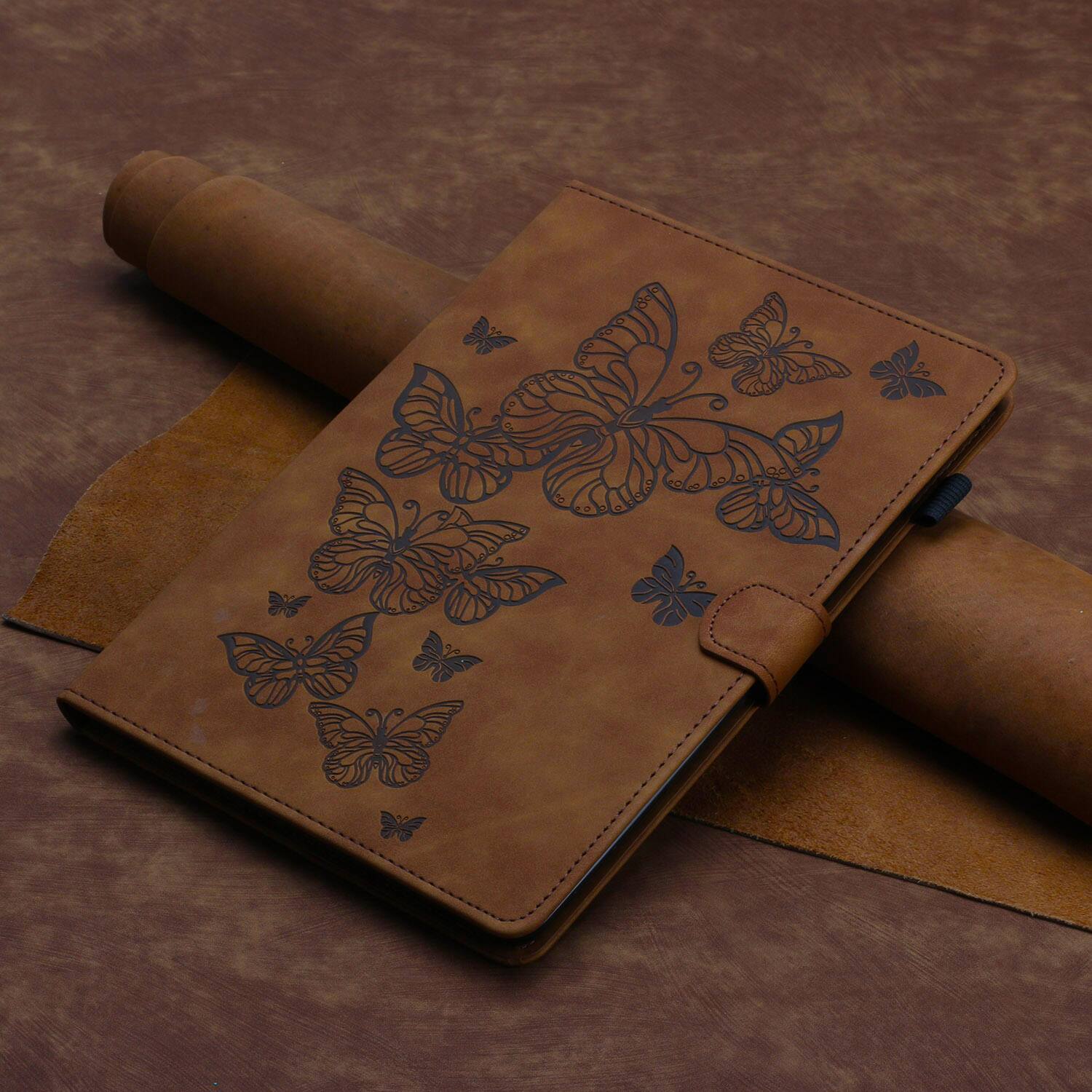Alt View 5. Dteck - Case for Apple iPad mini (A17 Pro) 2024 and iPad mini 6th Gen 8.3" 2021,Embossed PU Leather Card Slot Stand Flip Cover - Brown.