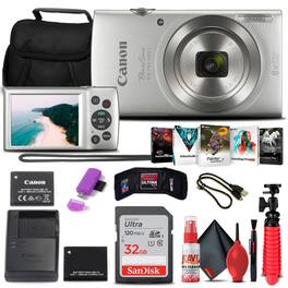 Canon - PowerShot ELPH 180 Digital Camera (Silver) + 32GB Card + More Bundle