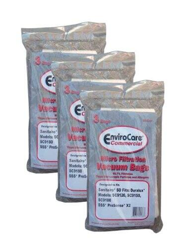 3 E 3 Wilen EnviroCare Commercial Vacuum Bags Designed to Sanitaire* Models: SC9180 SSS' ProS Designed to Sanitaire* Models: SC9180 Bags SSS' ProS Designed to Sanitaire* SD Fits: Duralux' Models: SC9120, SC9150, SC9180 SSS' ProSense X2