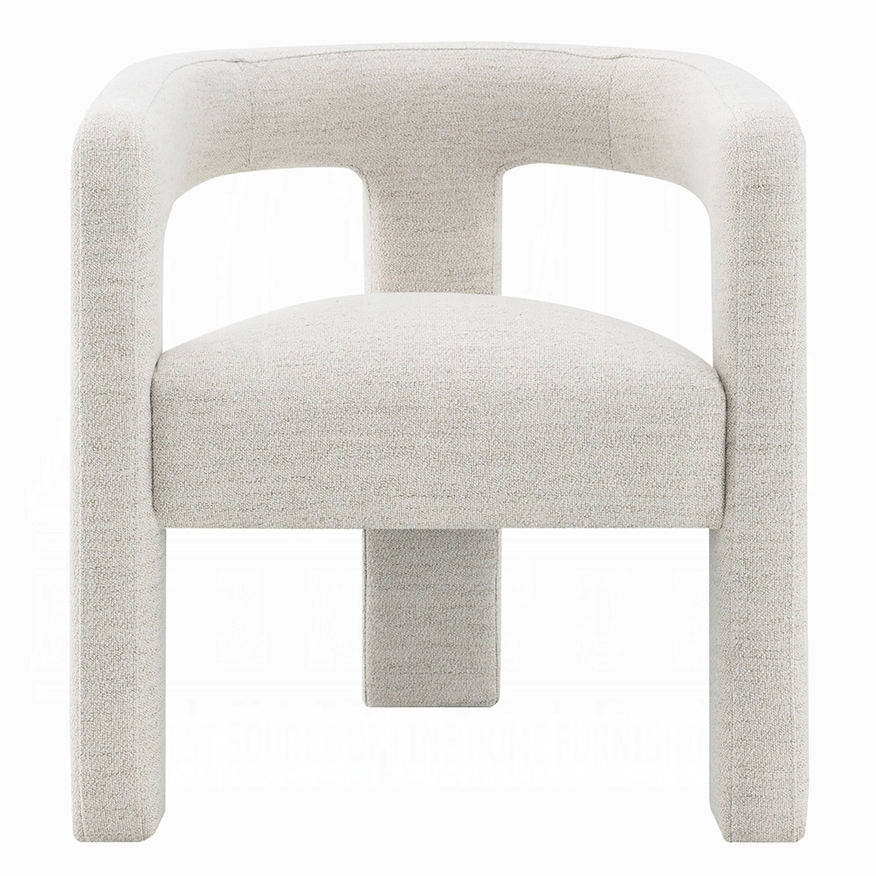 Alt View 1. Manhattan Lane - Side Dining Chair Set of 2, Textured Off White Boucle, Curved Back - Off White.