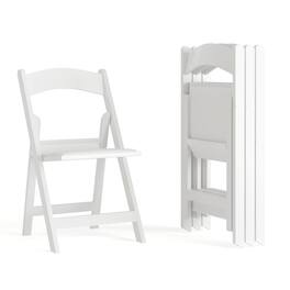 Emma + Oliver - Set of 4 800 lb Weight Capacity Indoor/Outdoor Resin Folding Chairs - White