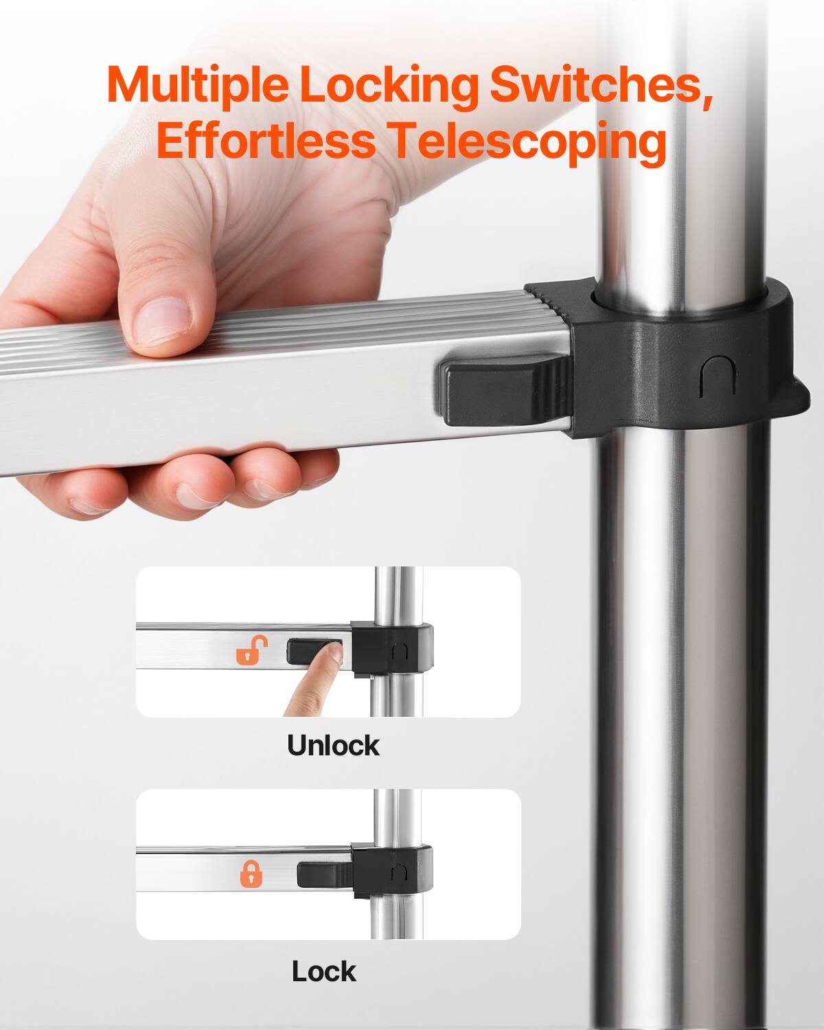 Multiple Locking Switches, Effortless Telescoping

Unlock

Lock