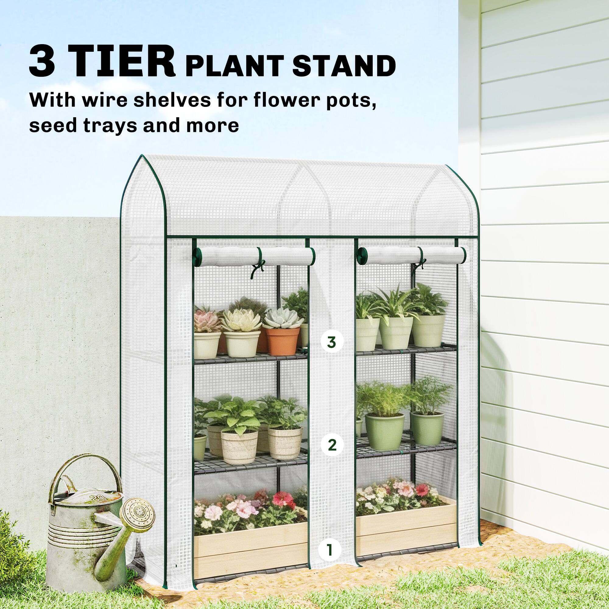 3 TIER PLANT STAND  
With wire shelves for flower pots, seed trays and more