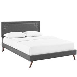 Modway - Ruthie Fabric Queen Platform Bed with Round Splayed Legs - Gray