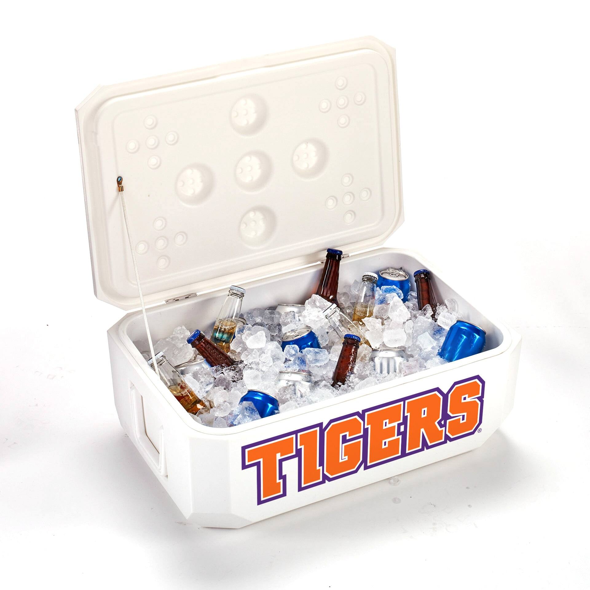 Alt View 1. Indigo Falls - Clemson Tigers 40-Can Cornhole Cooler - White.