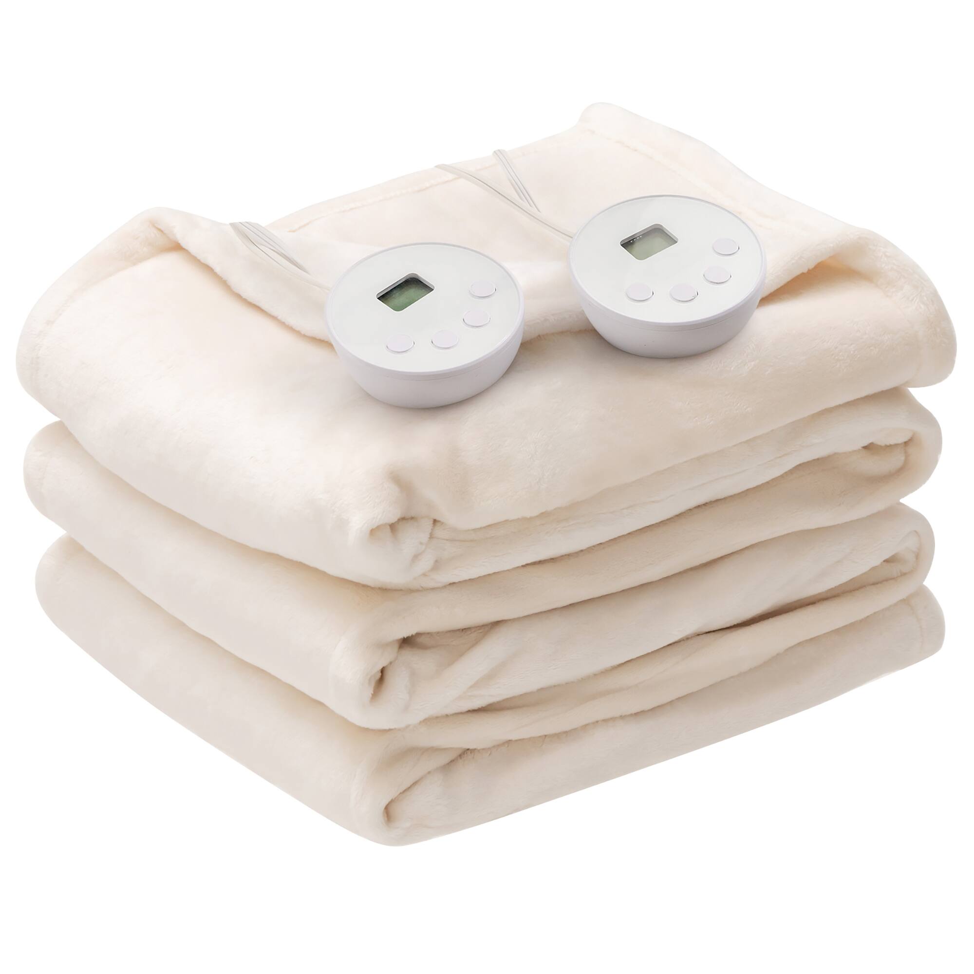 Alt View 11. Costway - 84'' x 90'' Flannel Heated Blanket Throw with Dual Controller - Beige.