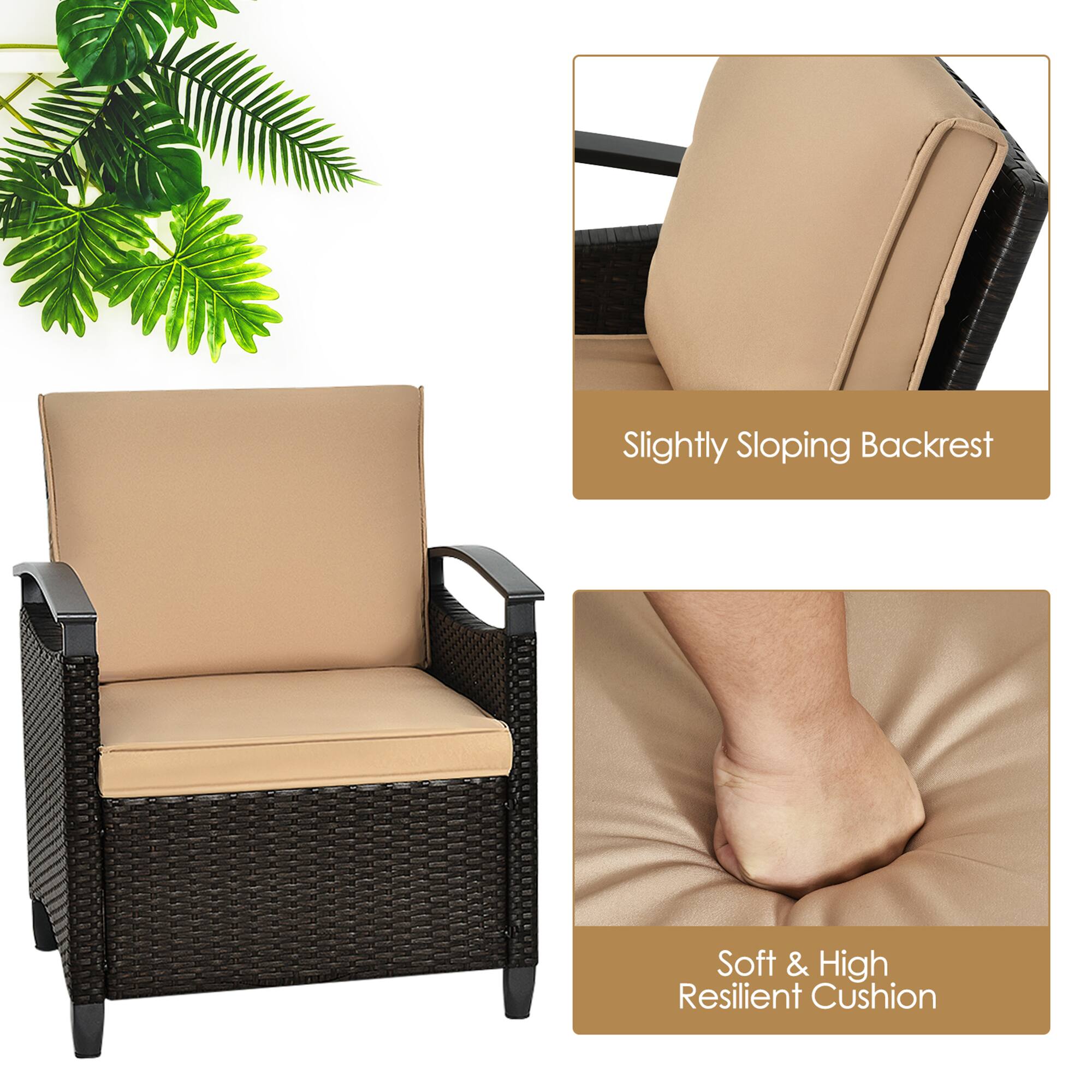 Slightly Sloping Backrest

Soft & High Resilient Cushion