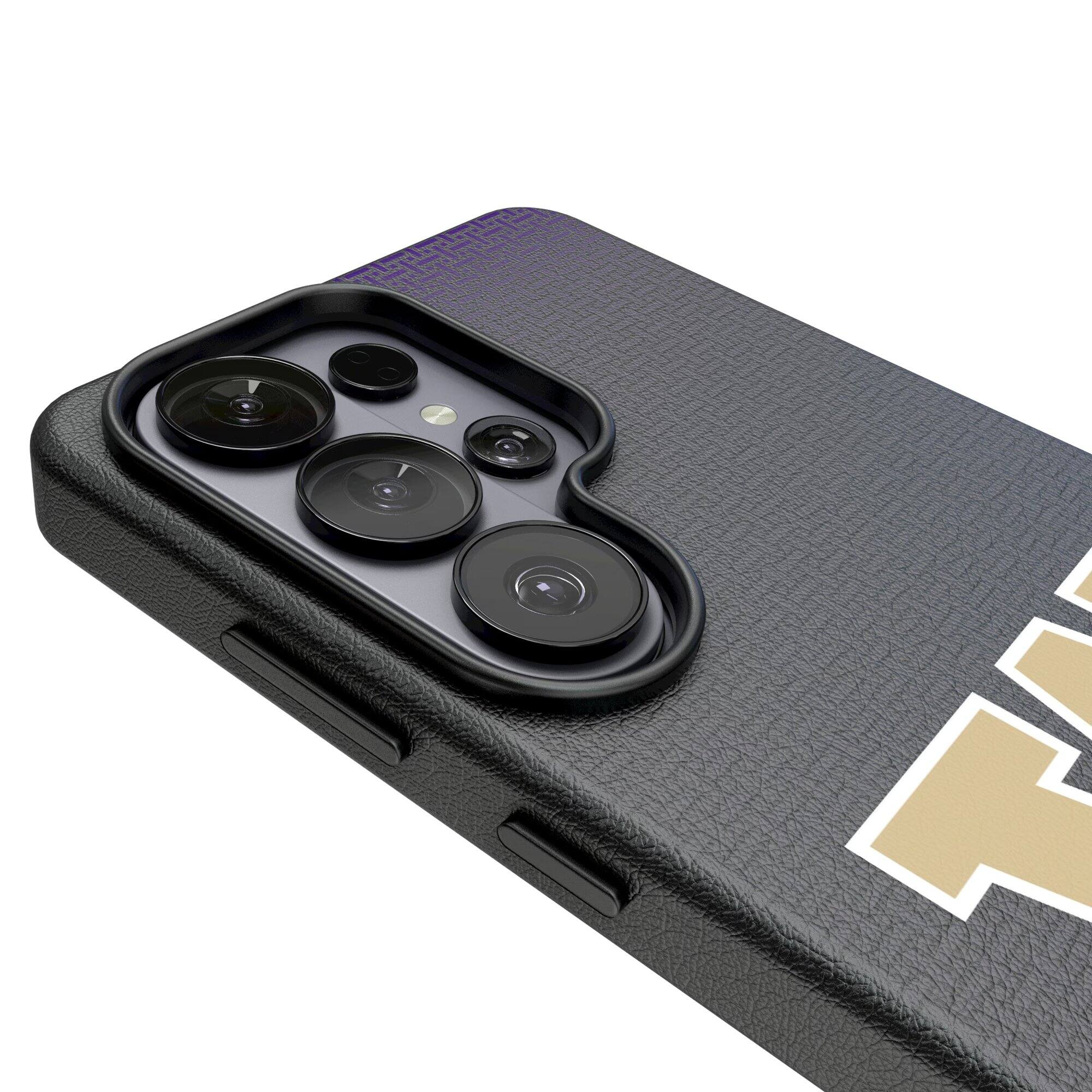 Alt View 2. Keyscaper - Washington Huskies Linen Galaxy Magnetic Bump Case - S24 Ultra - Black.