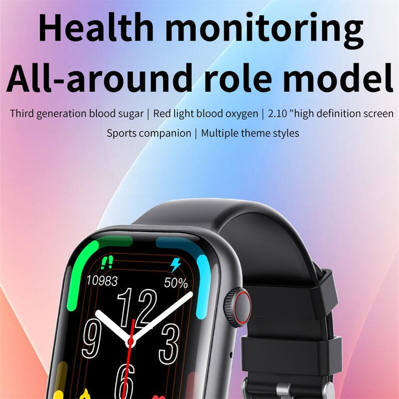 Health monitoring  
All-around role model  

Third generation blood sugar | Red light blood oxygen | 2.10" high definition screen  
Sports companion | Multiple theme styles  

10983  
50%  
12  
9  
3  
6