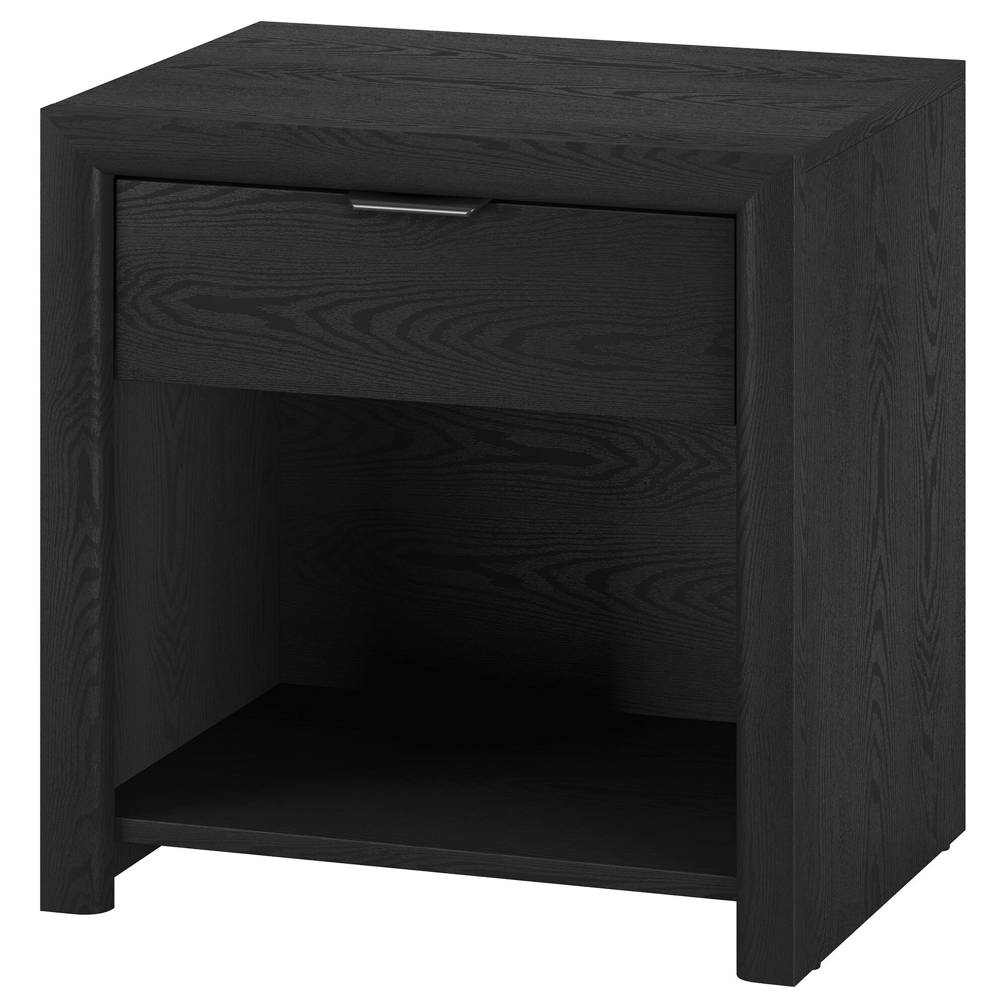 Left. Hudson&Canal - Clara 24" Rectangular Nightstand in Black Grain - Black.