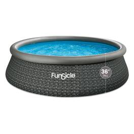 Funsicle - 12' x 36" QuickSet Inflatable Ring Top Outdoor Above Ground Pool w/Pump - Brown