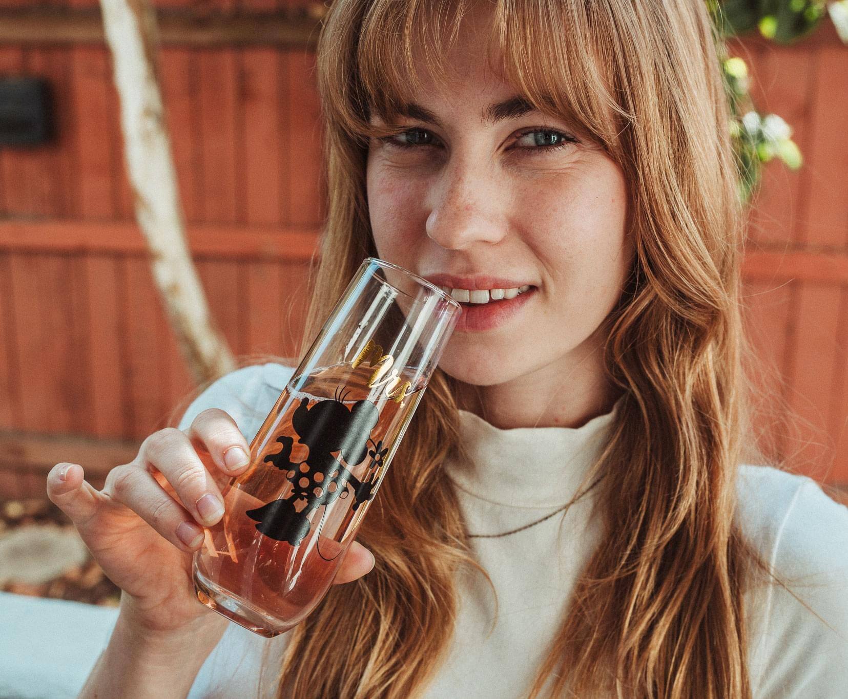 Alt View 3. Silver Buffalo - Disney Mickey and Minnie 9-Ounce Stemless Fluted Glassware | Set of 2 - Clear.