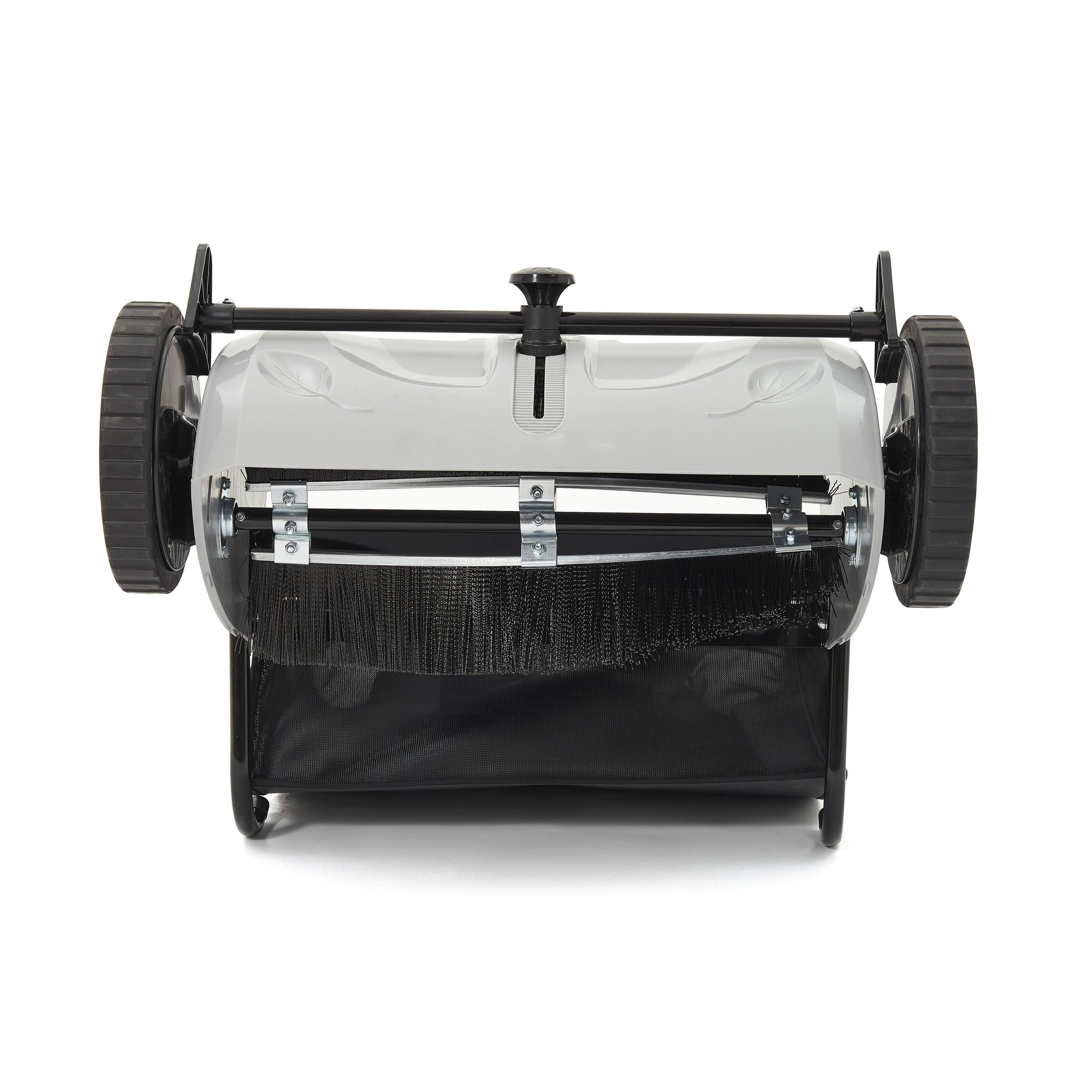 Alt View 6. Dapper Supply - 21" Push Lawn Sweeper with 3.5 Cu. Ft. Hopper, Dual Spinning Brushes & Durable Wheels, Gray - Grey.