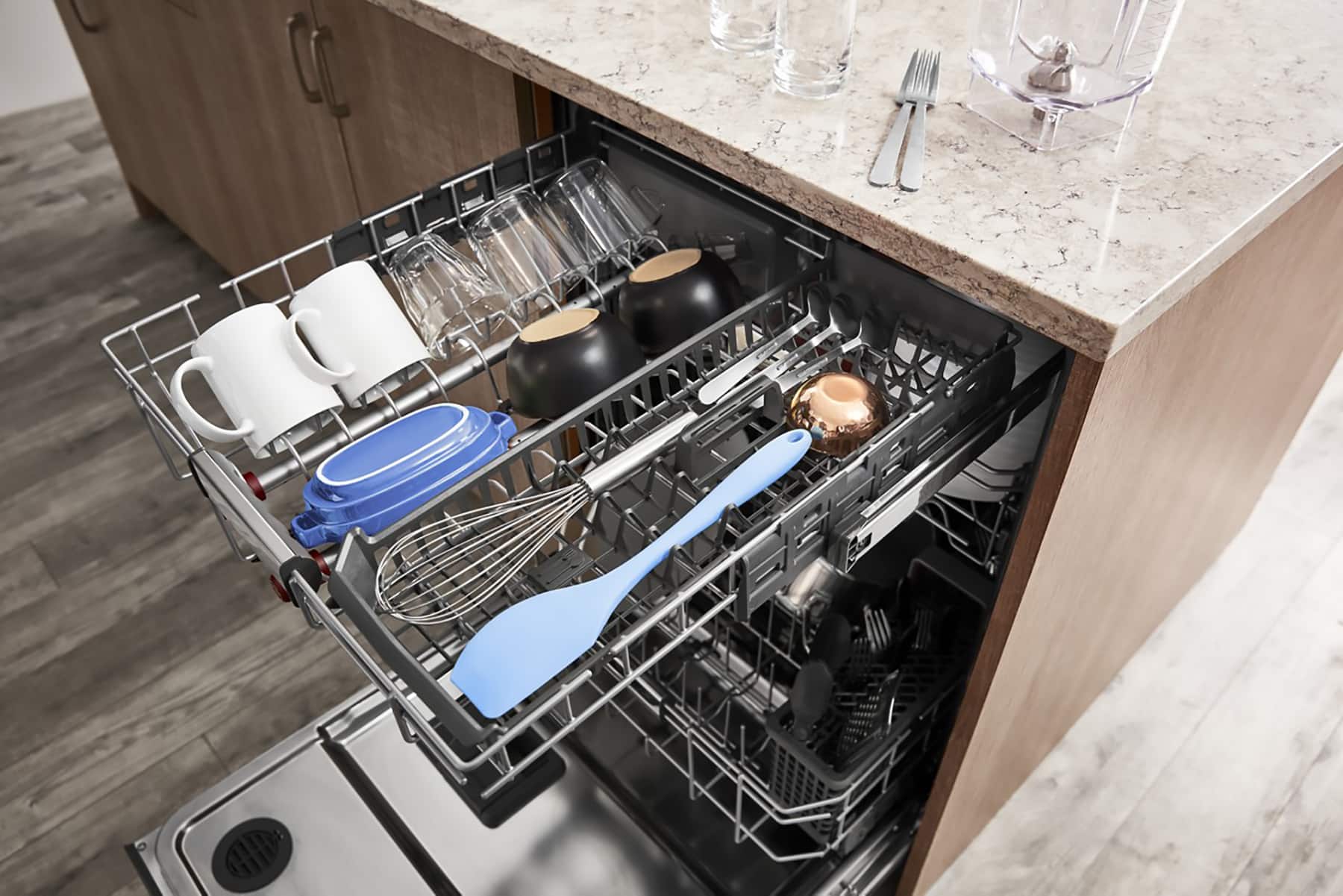 Alt View 22. KitchenAid - 24" Top Control Built-In Stainless Steel Tub Dishwasher with 3rd Rack, Ultra-Bright LED Lighting, 44dBA - Stainless steel.