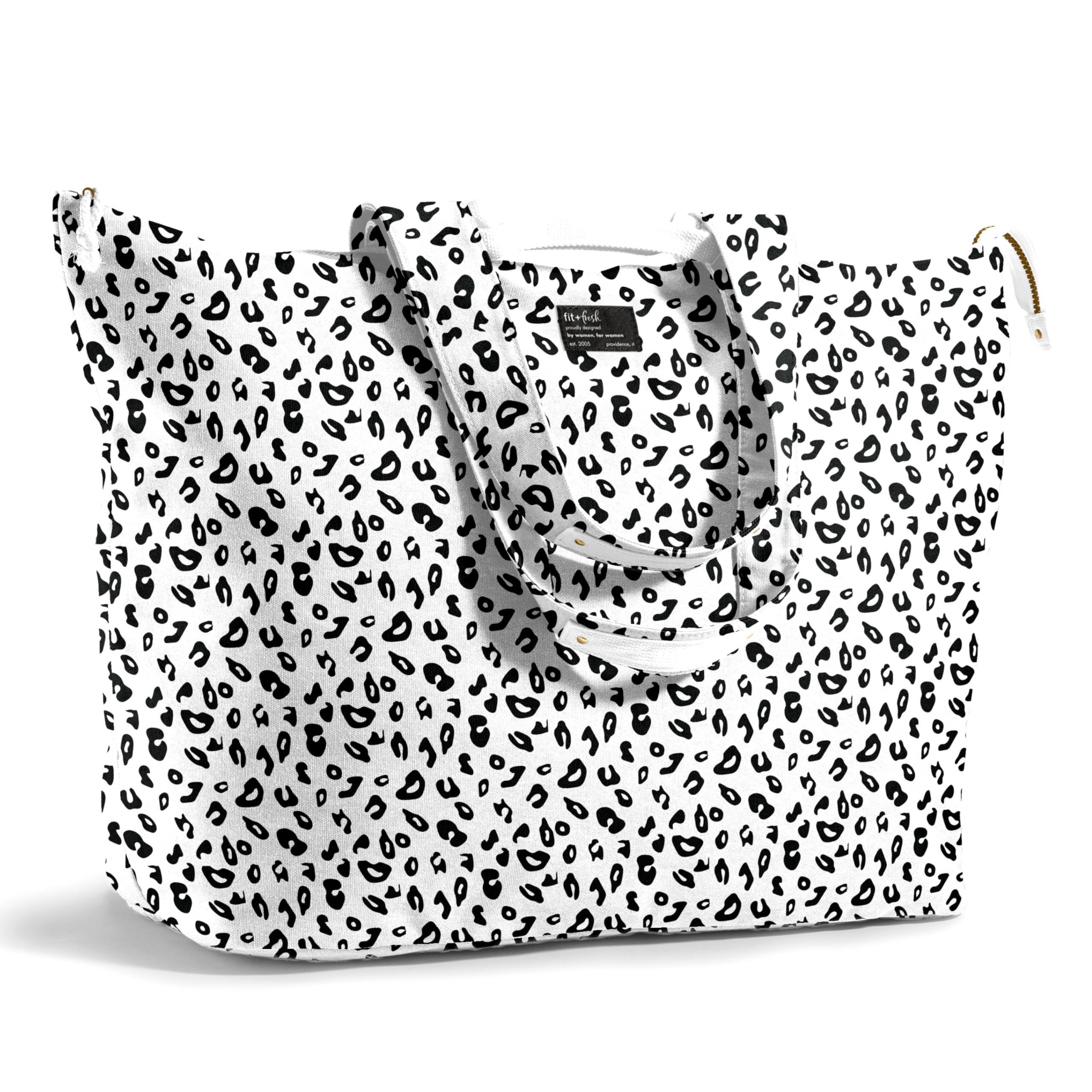 Front. Vulpecula Spade - Large Beach Bag for Women - Extra Large Travel Tote With Pockets - Micro Cheetah.