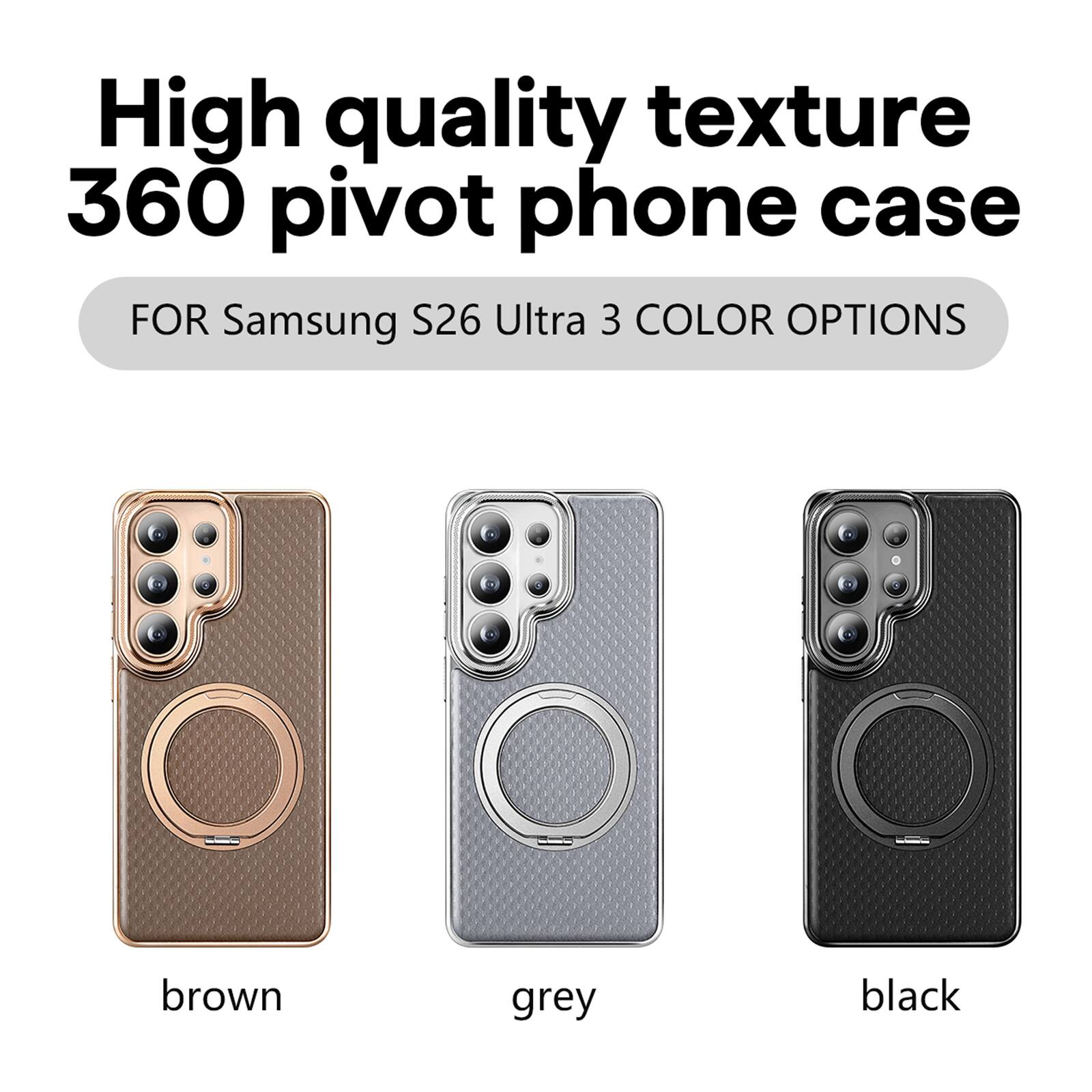 High quality texture 360 pivot phone case FOR Samsung S26 Ultra 3 COLOR OPTIONS brown grey black
