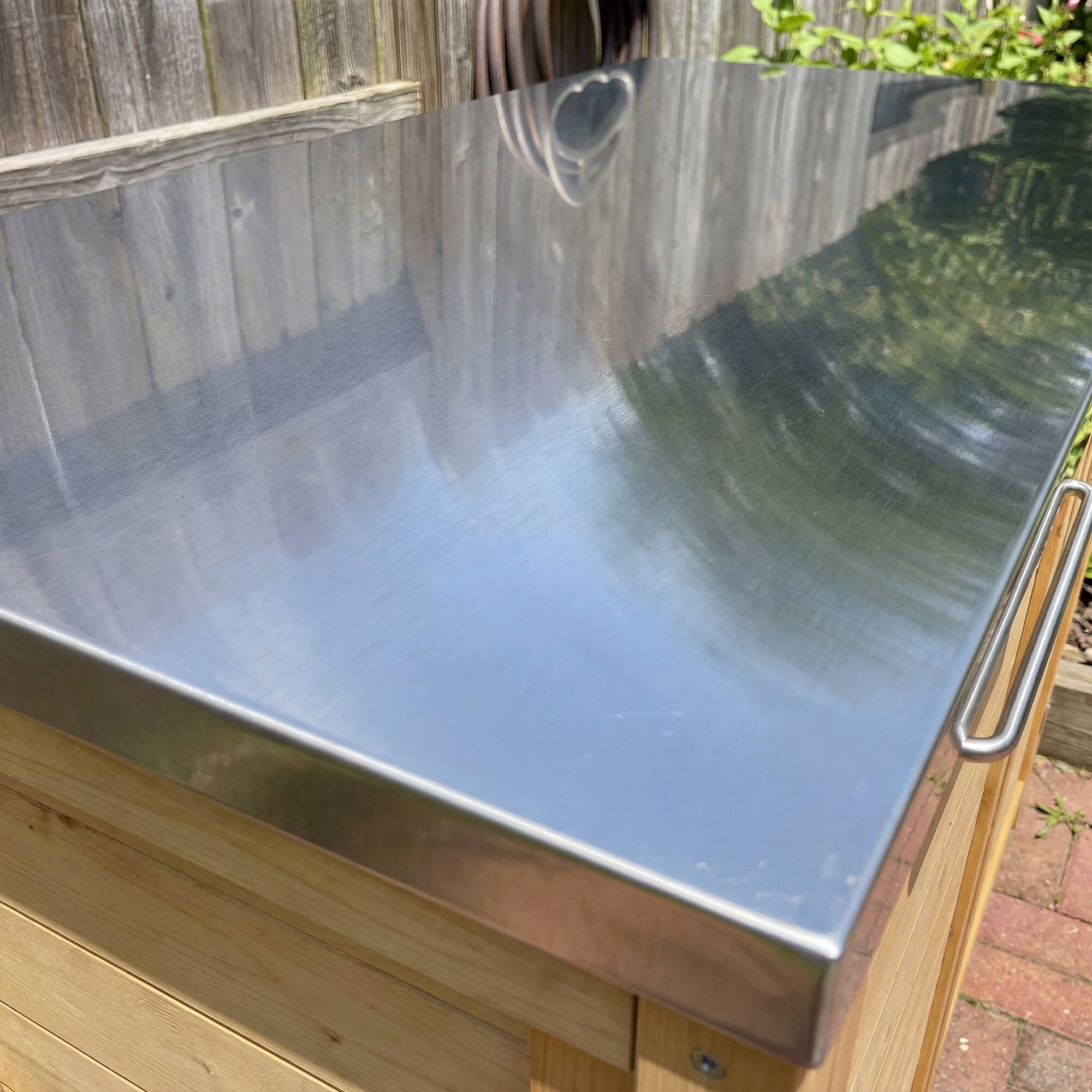 Alt View 7. Famapy - Modular Solid Cedar Outdoor Kitchen Cabinets - All-Weather Storage with Stainless Steel Top for Patio, Grill Station - Wooden.