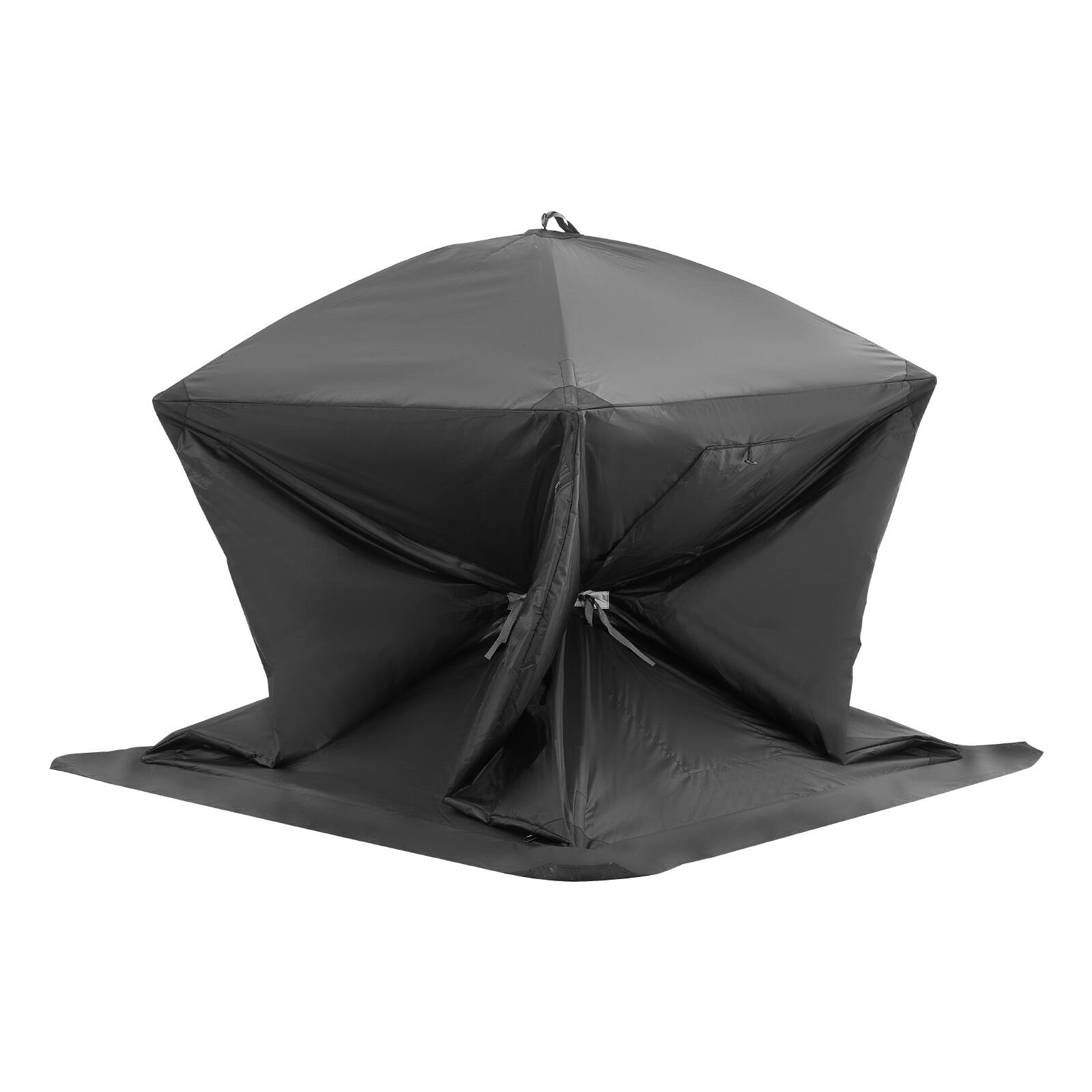 Alt View 5. VEVOR - Portable Ice Shelter, 1-2 Person Pop-Up Ice Fishing Tent, 24 Square Feet Fishable Area, Ice Shanty for Winter Fishing - Black.