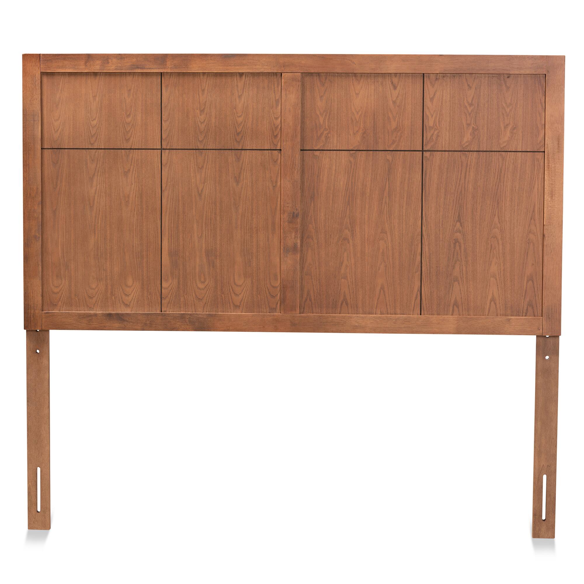 Angle. Baxton Studio - Monroe Modern Transitional and Rustic Finished Wood Queen Size Headboard - Ash Walnut.
