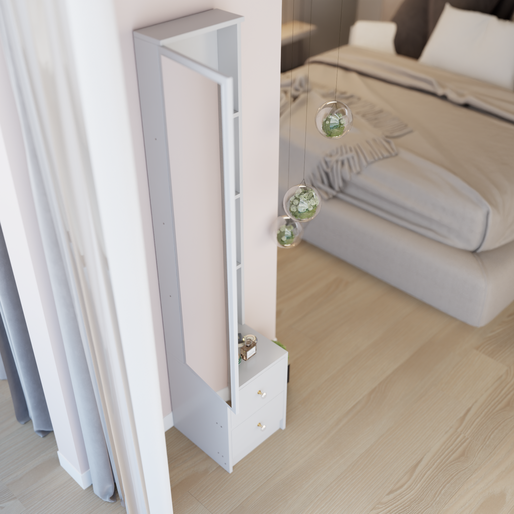 Alt View 1. APRILSOUL - Simple Stylish Dressing Mirror Cabinet Extra Large Mirror High Capacity Storage Use Alone or In Conjunction With Vanity - White.