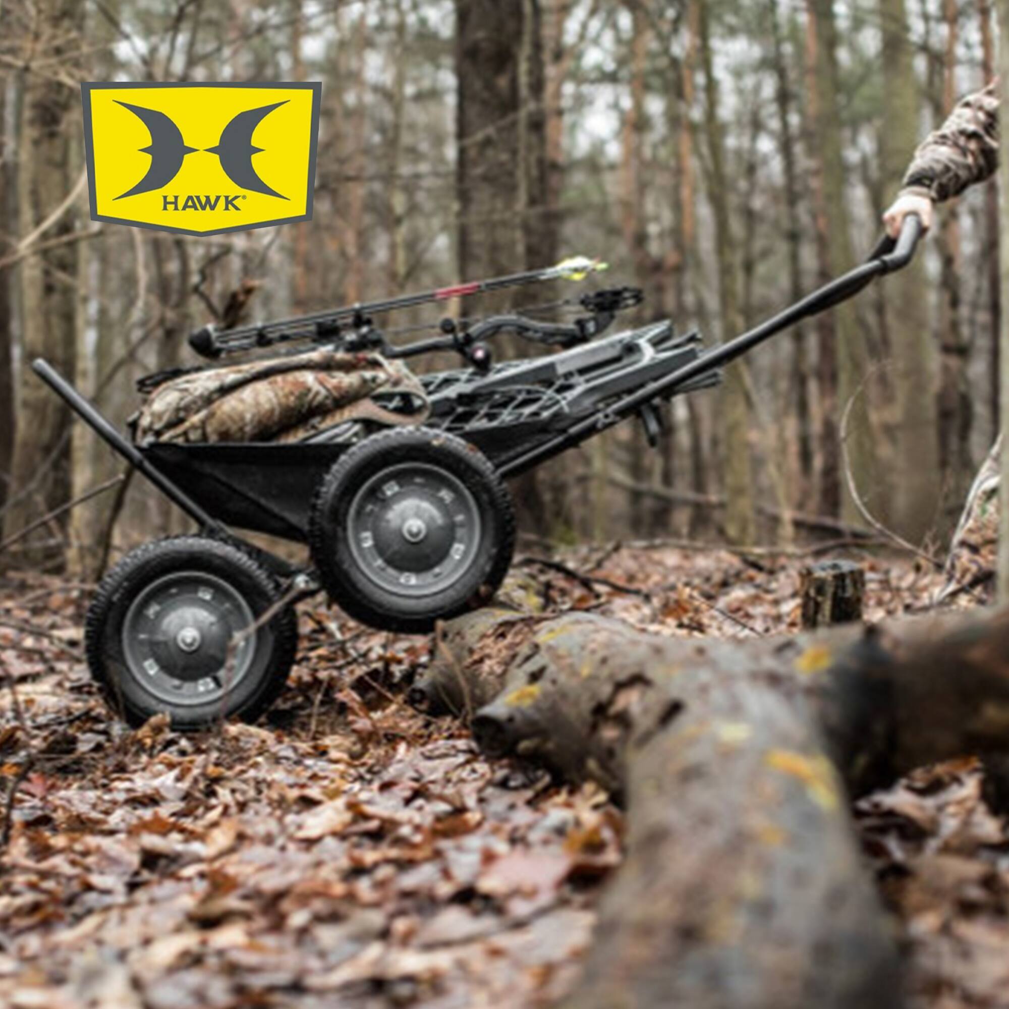 Alt View 2. Hawk - Hawk Crawler Multi-Use Folding Cart, Hunting Cart w/ 500lb Capacity, Dark Gray - Flat Earth.