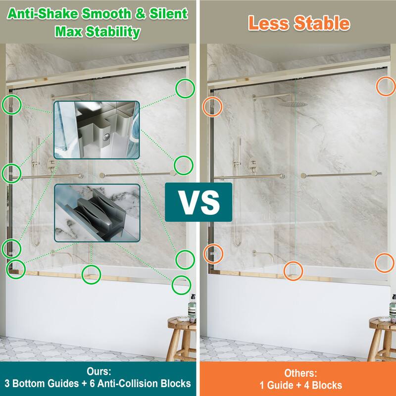 Anti-Shake Smooth & Silent  
Max Stability  

Less Stable  

Ours:  
3 Bottom Guides + 6 Anti-Collision Blocks  

Others:  
1 Guide + 4 Blocks