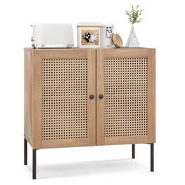 Ecooso - Rattan Door Sideboard Cabinet, 2-Door Kitchen Buffet Console with Adjustable Shelf - Natura