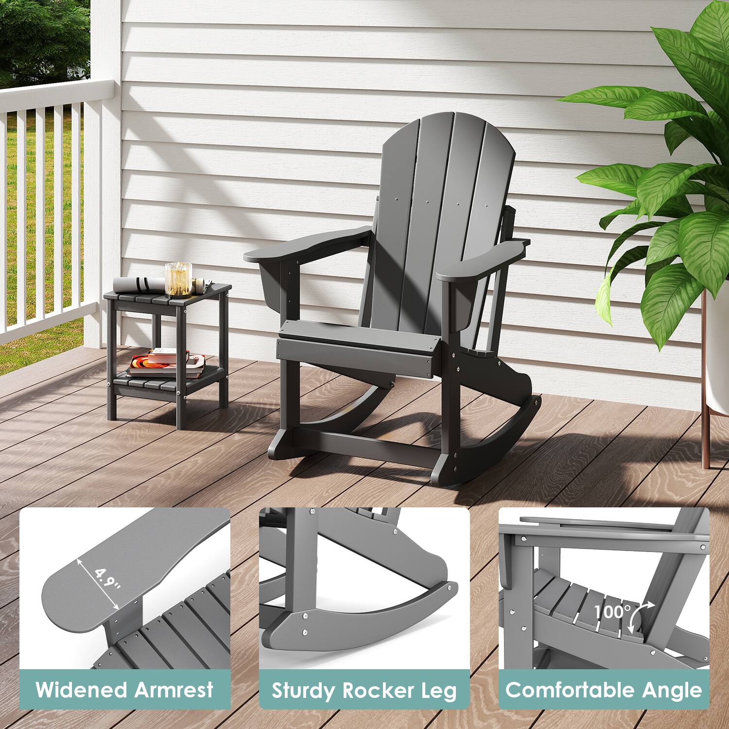 4.9" Widened Armrest  
Sturdy Rocker Leg  
Comfortable Angle