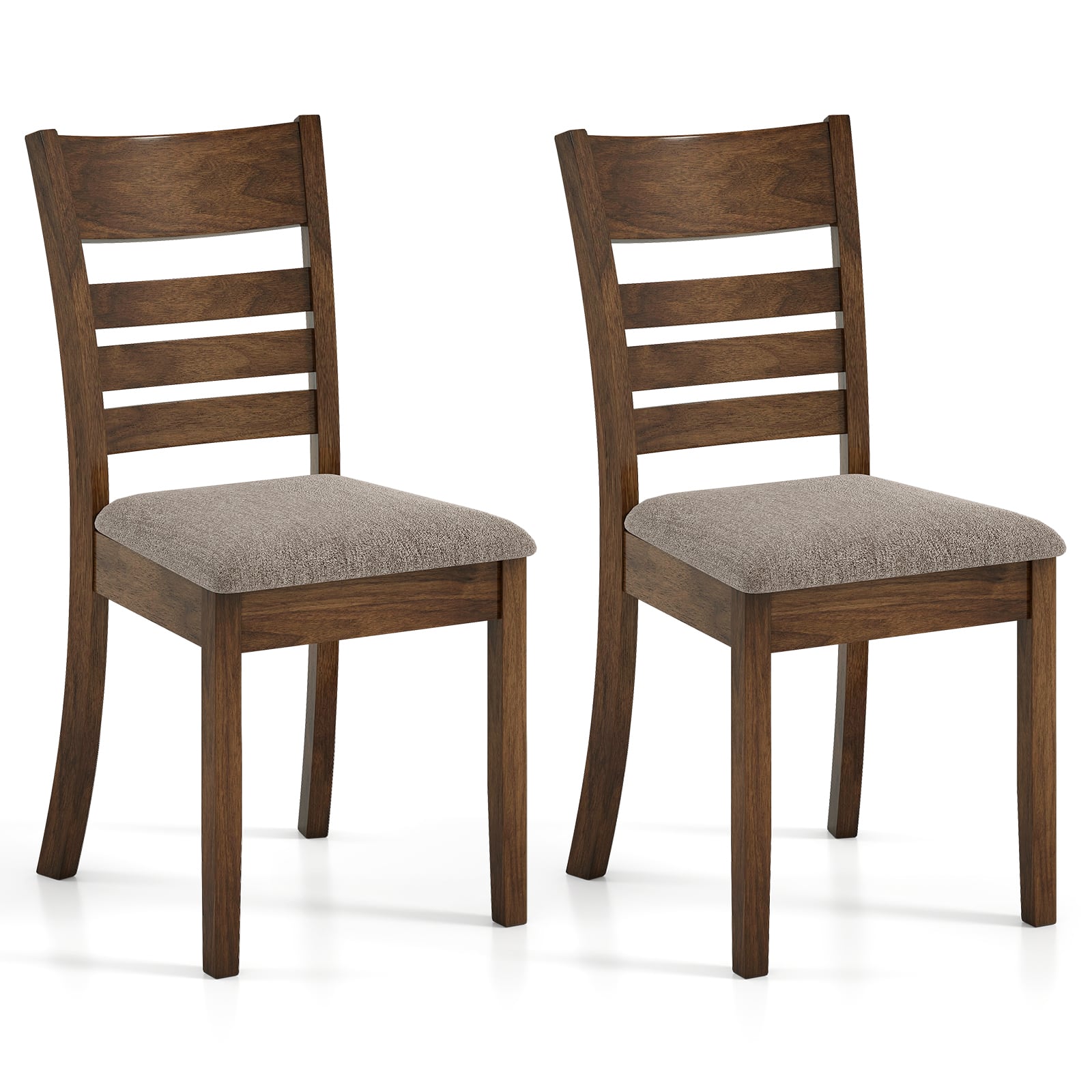 Costway - Wooden Dining Chairs Set of 2 with Rubber Wood Frame, Curved Slatted Backrest - Light Brown