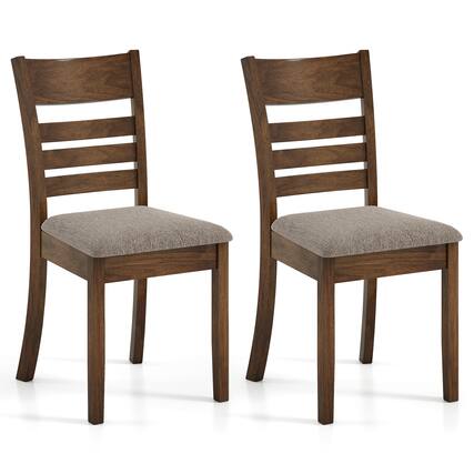 Front. Costway - Costway Wooden Dining Chairs Set of 2 with Rubber Wood Frame, Curved Slatted Backrest - Light Brown.