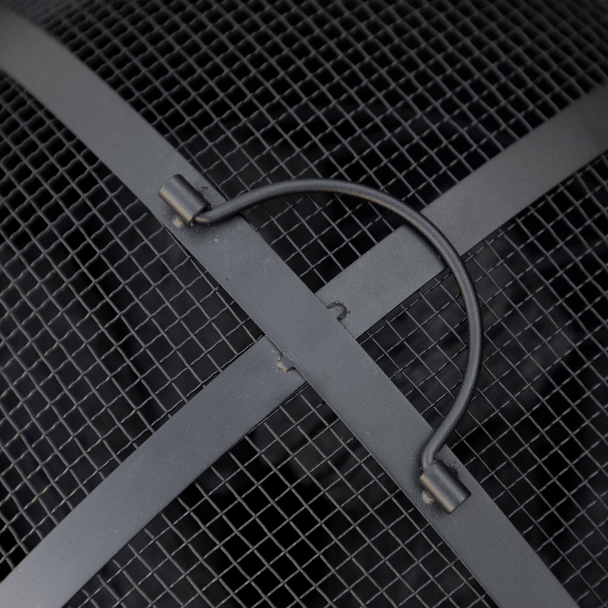 Alt View 8. Outsunny - Outdoor Fire Pit, 18 Inch Metal Wood Burning Fireplace with Spark Cover, Poker, Woodgrain Design for Patio - Dark brown.