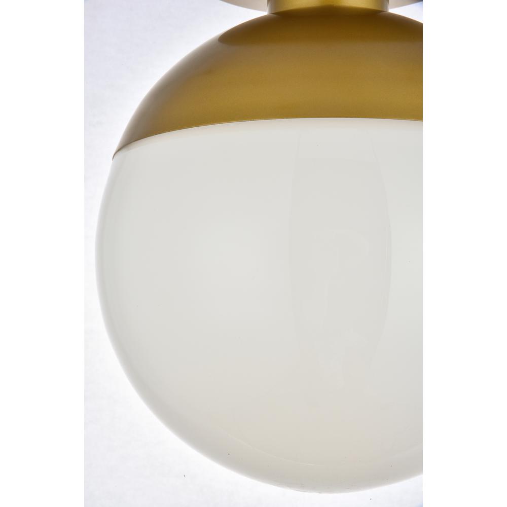 Left. Living District - Eclipse 1 Light Brass Flush Mount With Frosted White Glass - Brass And Frosted White.