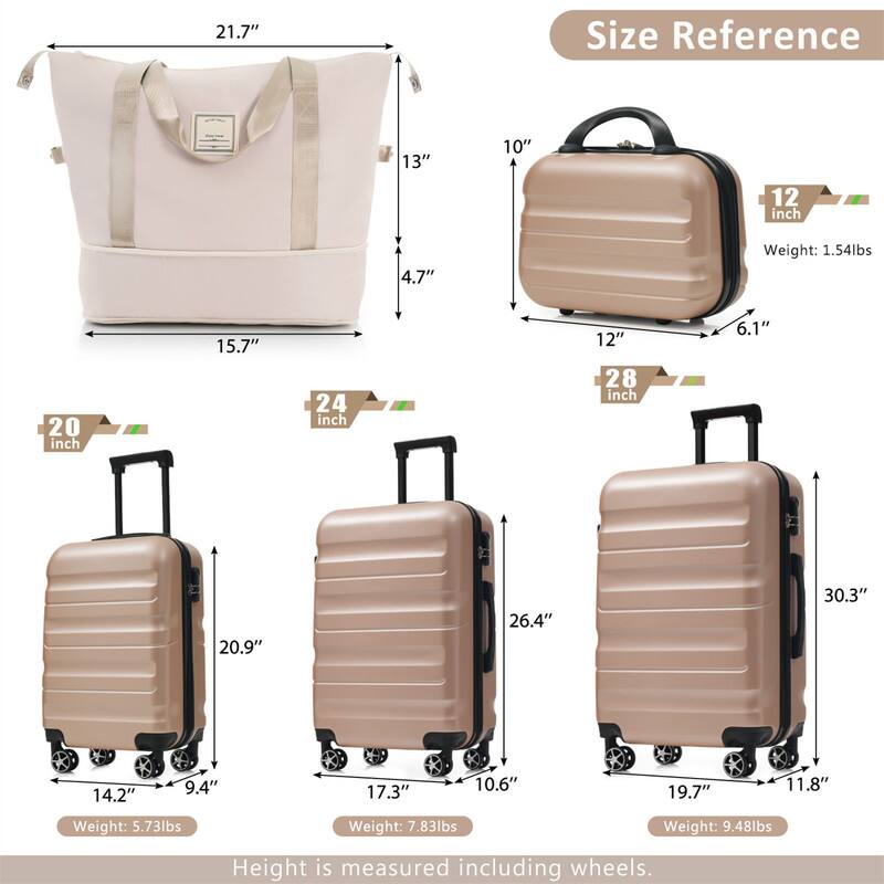 21.7" Size Reference  
13" 10" 12 inch 4.7"  
Weight: 1.54lbs  
20 inch 15.7" 24 inch 12" 28 inch 6.1" 20.9" 26.4" 30.3" 14.2" 9.4" 17.3" 10.6" 19.7" 11.8"  
Weight: 5.73lbs  
Weight: 7.83lbs  
Weight: 9.48lbs  
Height is measured including wheels.