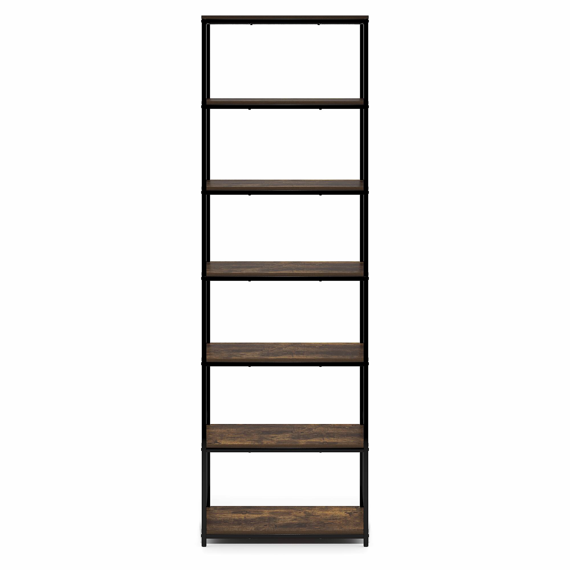 Alt View 5. Furinno - SIMPLISTIC Book Shelf, 7-Tier Bookshelf, Metal Frame Bookcases, Metal Storage Shelves, 11.8 x 23.6 x 74.9 - Amber Pine.